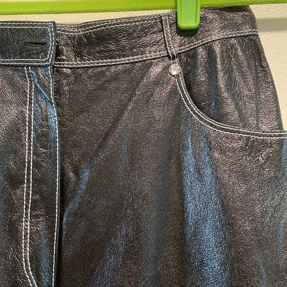 emanuel Ungaro Genuine Pigskin High Waisted Lined Rhinestone Pants Vintage - Picture 4 of 11